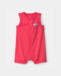 Carters Baby Boy Shark Romper - Orange Orange NB
