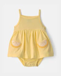 Carters Baby Girl Lemon Sleeveless Bodysuit Dress - Yellow Yellow 12M