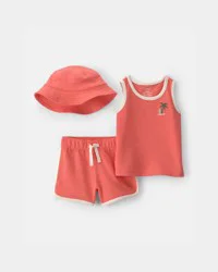Carters Baby Boy 3-Piece Palm Tree Top & Short Set - Coral Coral 6M
