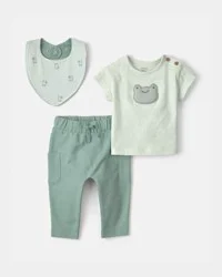 Carters Baby Boy 3-Piece Frog Top & Pant Set - Green Green 9M