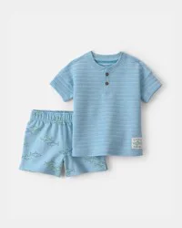 Carters Baby Boy 2-Piece Shark Top & Short Set - Blue Blue 24M