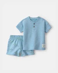 Carters Baby Boy 2-Piece Shark Top & Short Set - Blue Blue 24M