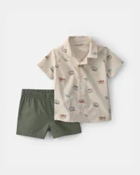 Carters Baby Boy 2-Piece Beachy Van Top & Short Set - Green Green 9M