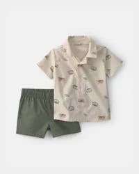 Carters Baby Boy 2-Piece Beachy Van Top & Short Set - Green Green 9M