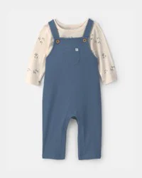 Carters Baby Boy 2-Piece Safari Overall Set - Blue/Cream Blue/Cream 6M
