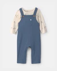 Carters Baby Boy 2-Piece Safari Overall Set - Blue/Cream Blue/Cream 6M