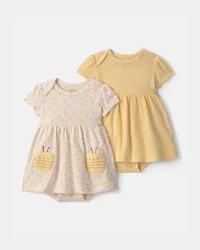 Carters Baby Girl 2-Pack Bee Short-Sleeve Dresses - Yellow Yellow 24M