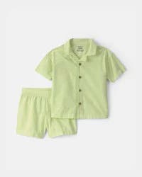 Carters Toddler Boy 2-Piece Button-Down Top & Short Set - Green Lime 5T