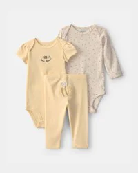 Carters Baby Girl 3-Piece Bee Bodysuit & Pant Set - Yellow/Ivory Yellow/Ivory 24M