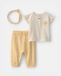 Carters Baby Girl 3-Piece Bee Top & Pant Set - Yellow Yellow NB