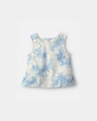 Oshkosh Girls Washed Floral Twill Tank Top - Ivory/Blue Ivory/Blue 10