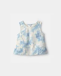 Oshkosh Girls Washed Floral Twill Tank Top - Ivory/Blue Ivory/Blue 7
