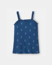 Oshkosh Girls Floral Ribbed Ruffle Tank - Navy Navy 10
