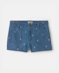 Oshkosh Girls Paisley Denim Shorts - Medium Wash Blue 8
