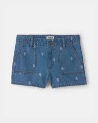 Oshkosh Girls Paisley Denim Shorts - Medium Wash Blue 8