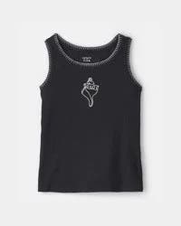 Carters Girls Shell Embroidered Rib Tank Top - Black Black 8