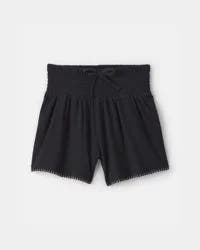 Carters Girls Smocked Crinkle Shorts - Black Black 6-6X