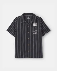 Carters Boys Striped Short-Sleeve Button-Down Shirt - Black Black 7