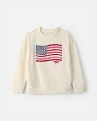 Oshkosh Kid American Flag French Terry Pullover Sweatshirt - Cream Cream 14