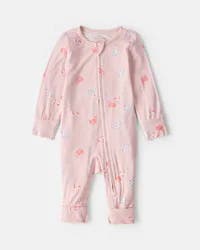 Carters Baby Girl Flamingo 2-Way Zip PurelySoft™ Snug Fit Sleep & Play Pajamas - Pink Pink 6M