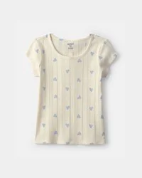 Oshkosh Girls Heart Ribbed Tee - Ivory Ivory 14