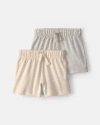 Carters Baby 2-Pack Shorts - Cream/Grey Cream/Grey NB