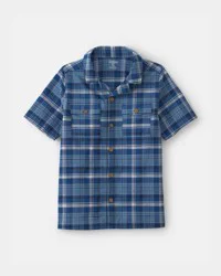 Oshkosh Boys Plaid Short-Sleeve Button-Down Shirt - Blue Blue 8