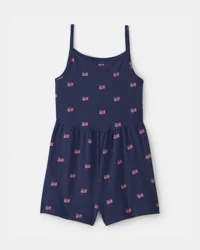 Carters Girls American Flag Romper - Navy Blue Navy 6-6X
