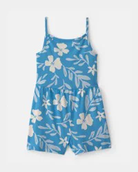 Carters Girls Tropical Floral Romper - Blue Blue 4