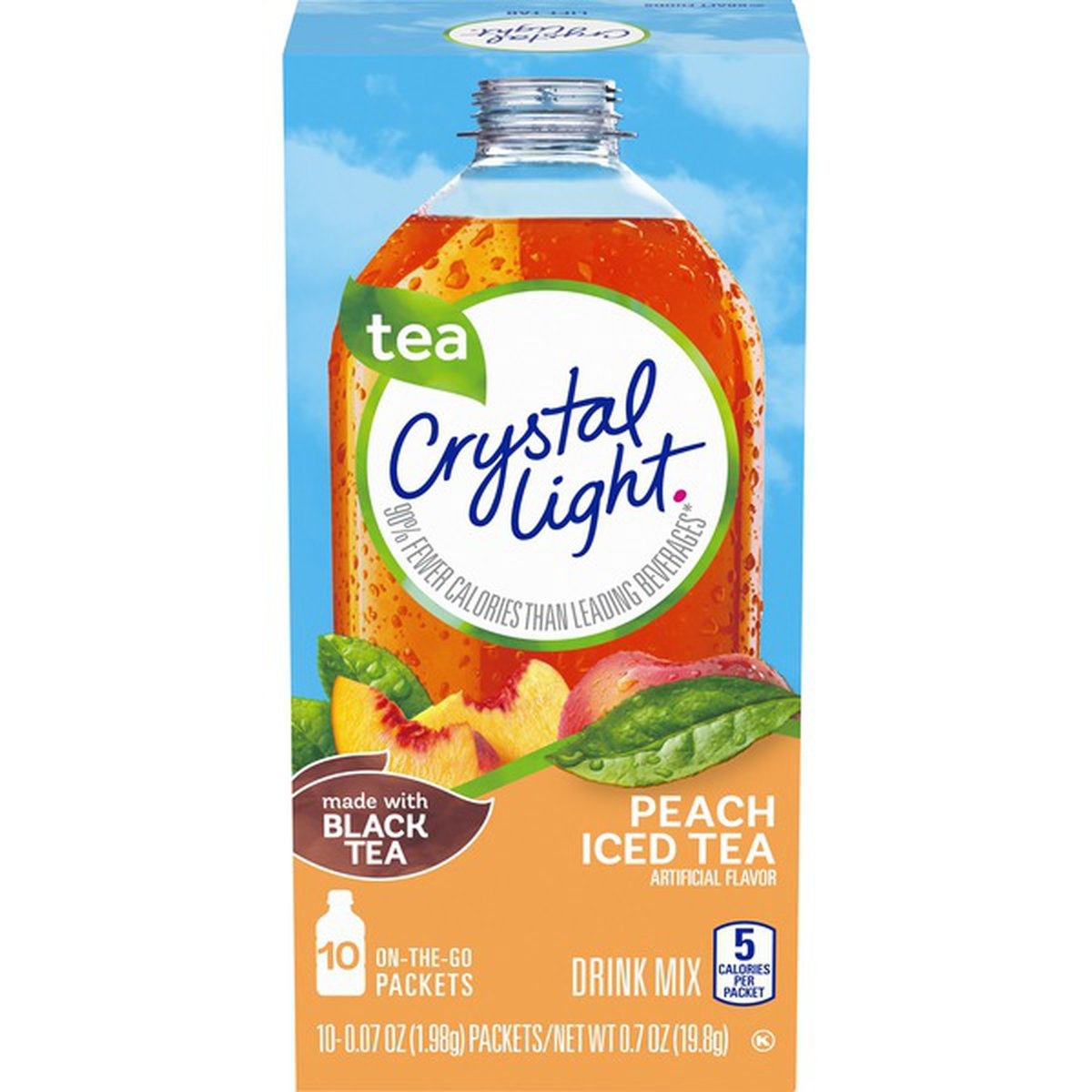 slide 1 of 1, Crystal Light Peach Iced Tea Artificially Flavored Powdered Drink Mix, 10 ct