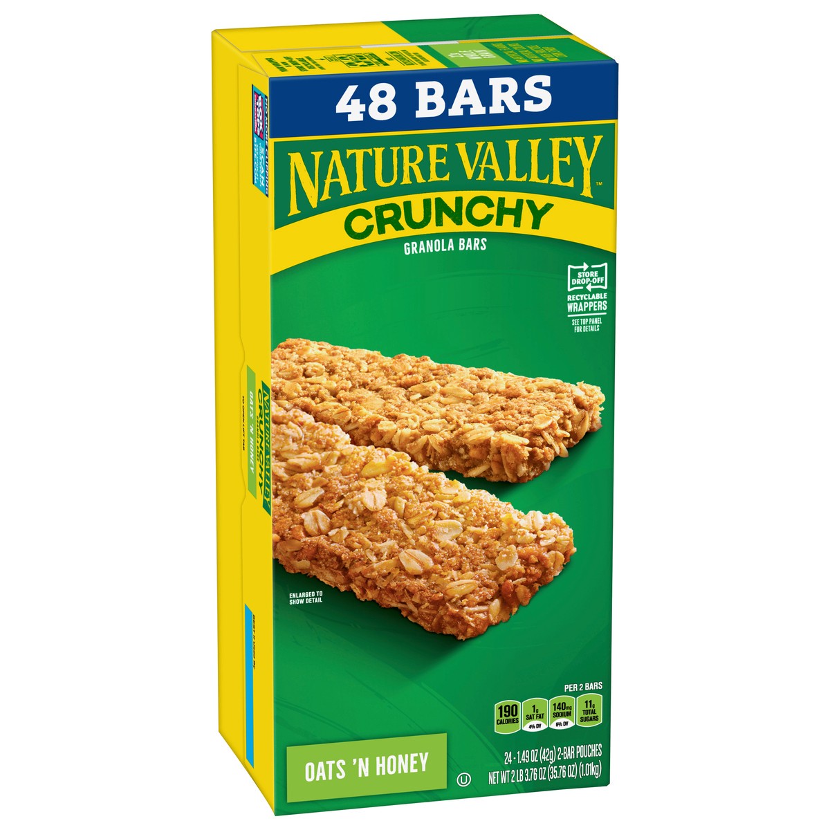 slide 8 of 9, Nature Valley Crunchy Granola Bars, Oats 'n Honey, 48 Ct, 35.76 oz (24 Pouches), 24 ct