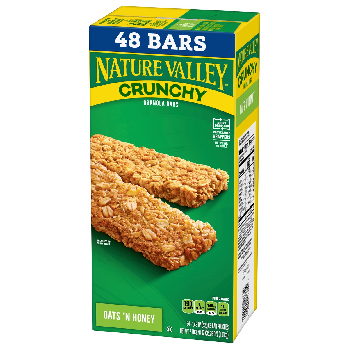 slide 9 of 9, Nature Valley Crunchy Granola Bars, Oats 'n Honey, 48 Ct, 35.76 oz (24 Pouches), 24 ct