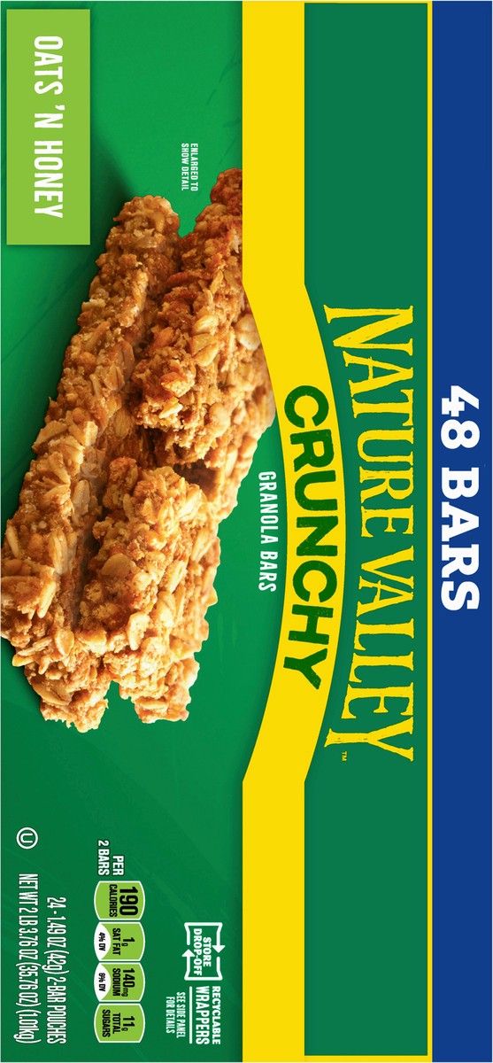 slide 3 of 9, Nature Valley Crunchy Granola Bars, Oats 'n Honey, 48 Ct, 35.76 oz (24 Pouches), 24 ct