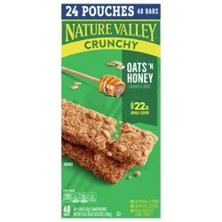 Nature Valley Crunchy Granola Bars, Oats 'n Honey, 48 Ct, 35.76 oz (24 Pouches)