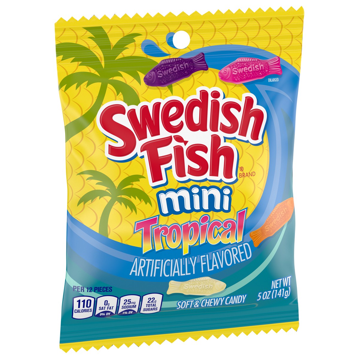 slide 7 of 9, SWEDISH FISH Mini Tropical Soft & Chewy Candy, 5 oz , 0.31 lb