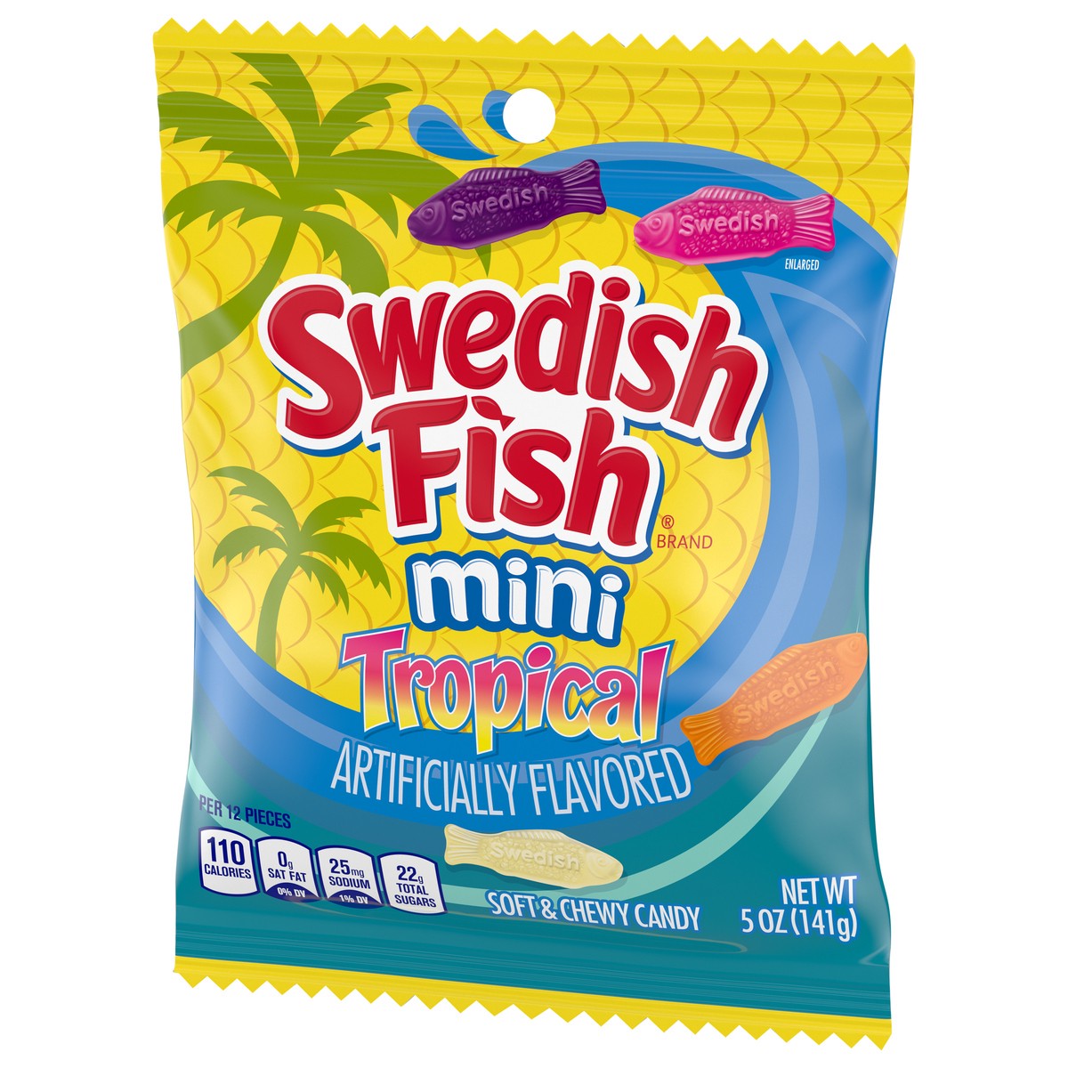 slide 9 of 9, SWEDISH FISH Mini Tropical Soft & Chewy Candy, 5 oz , 0.31 lb