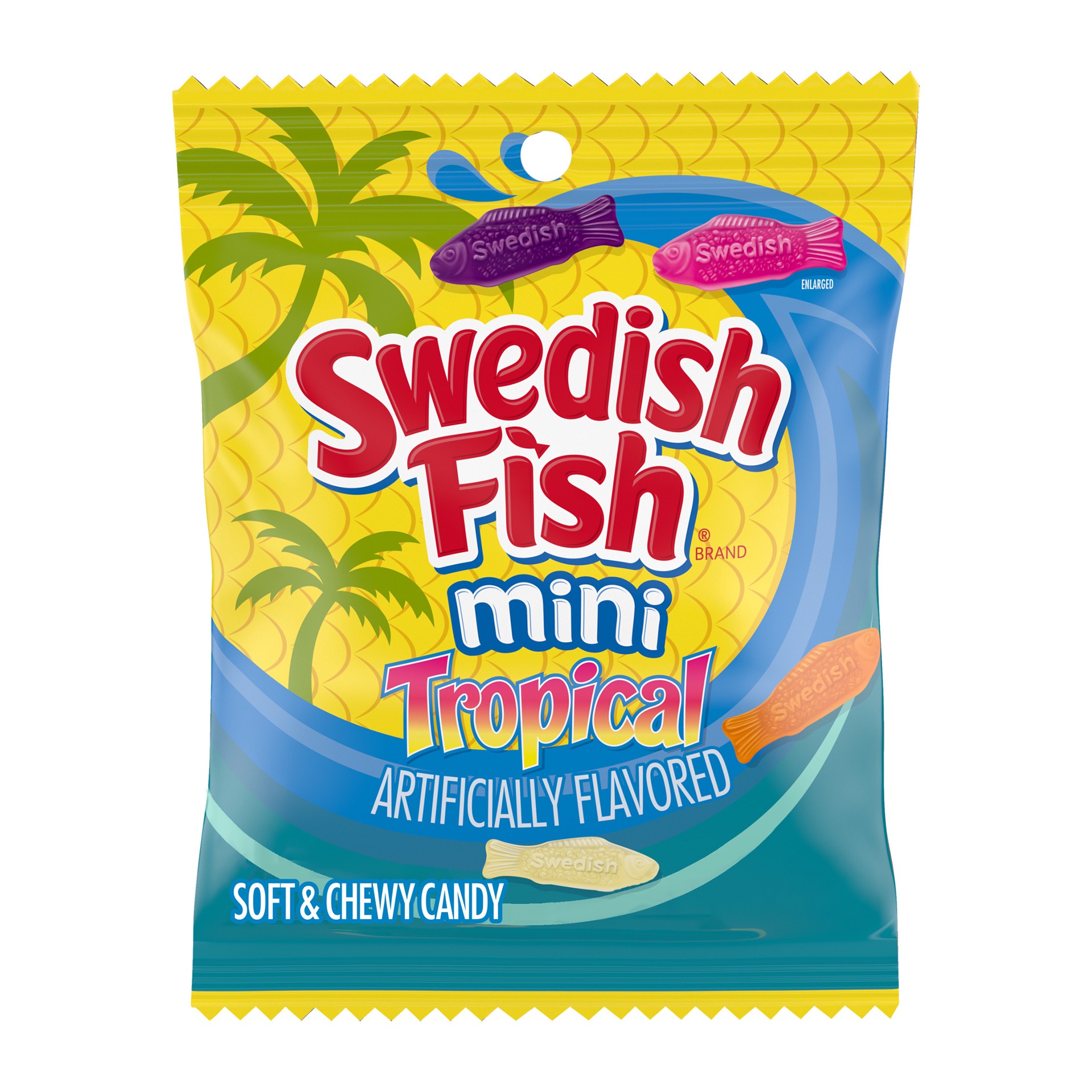 slide 1 of 9, SWEDISH FISH Mini Tropical Soft & Chewy Candy, 5 oz , 0.31 lb