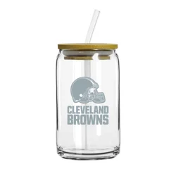 Browns 16oz Etch Glass Can Lid & Straw