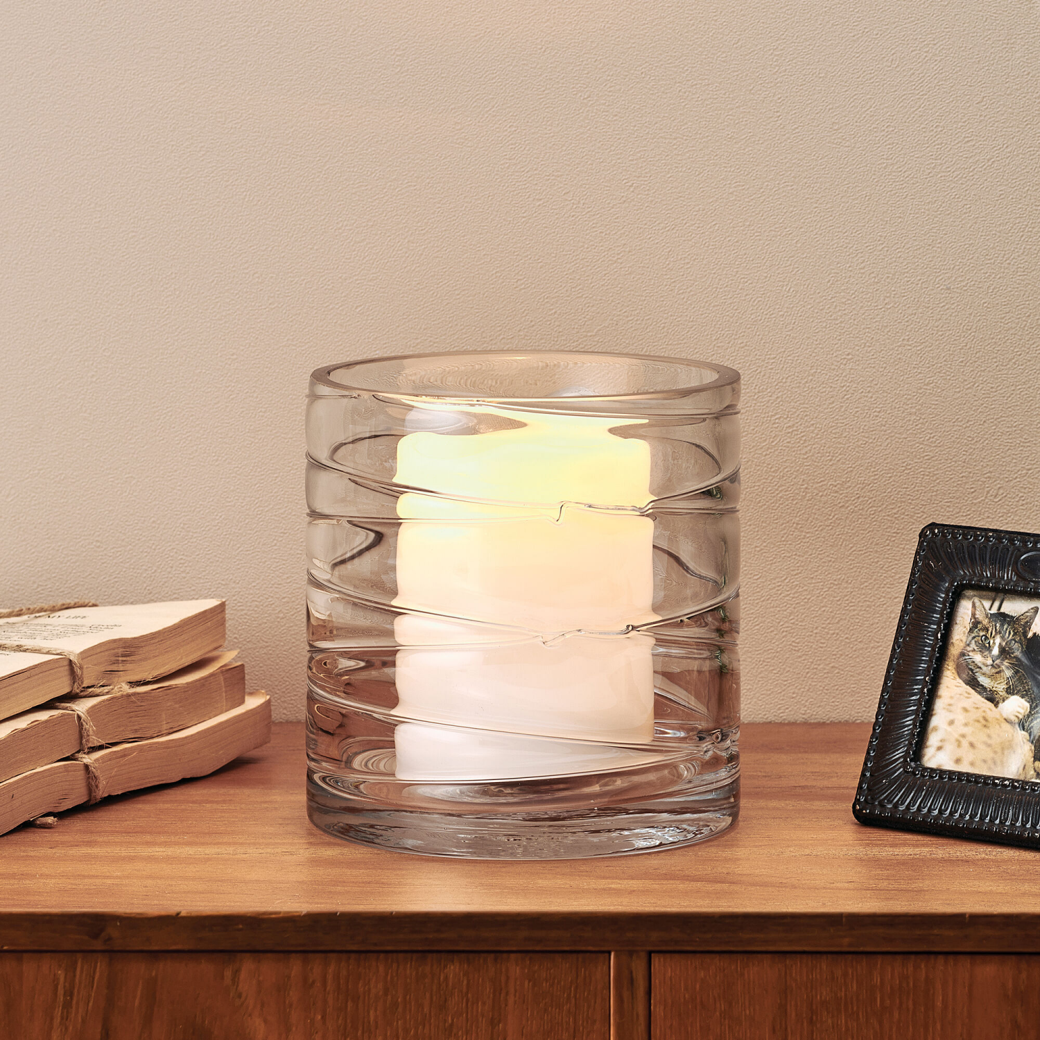 slide 2 of 2, Elements Clear Pearl Stripe Glass Vase 5IN, 1 ct