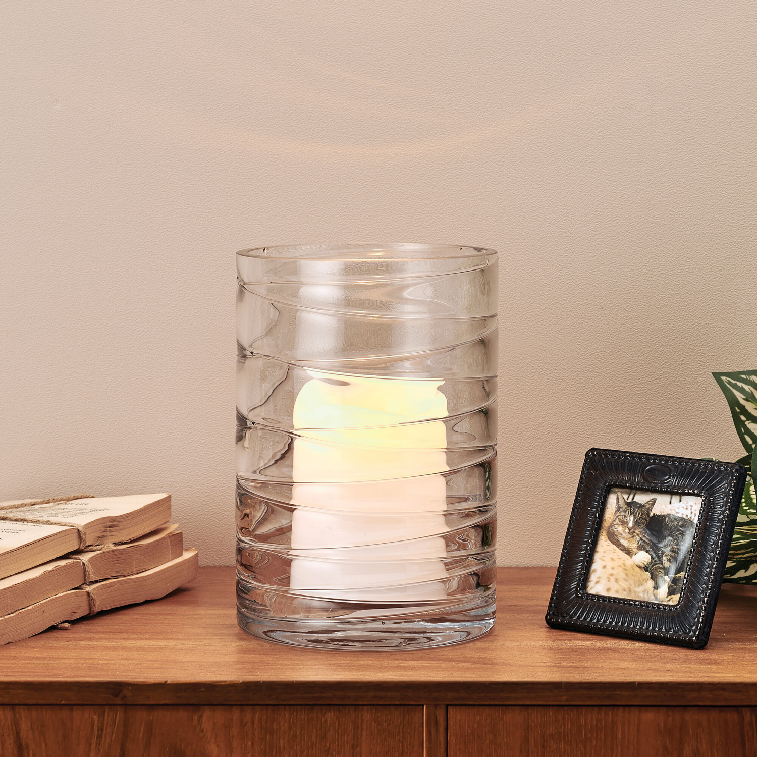 slide 2 of 2, Elements Clear Pearl Stripe Glass Vase 10IN, 1 ct