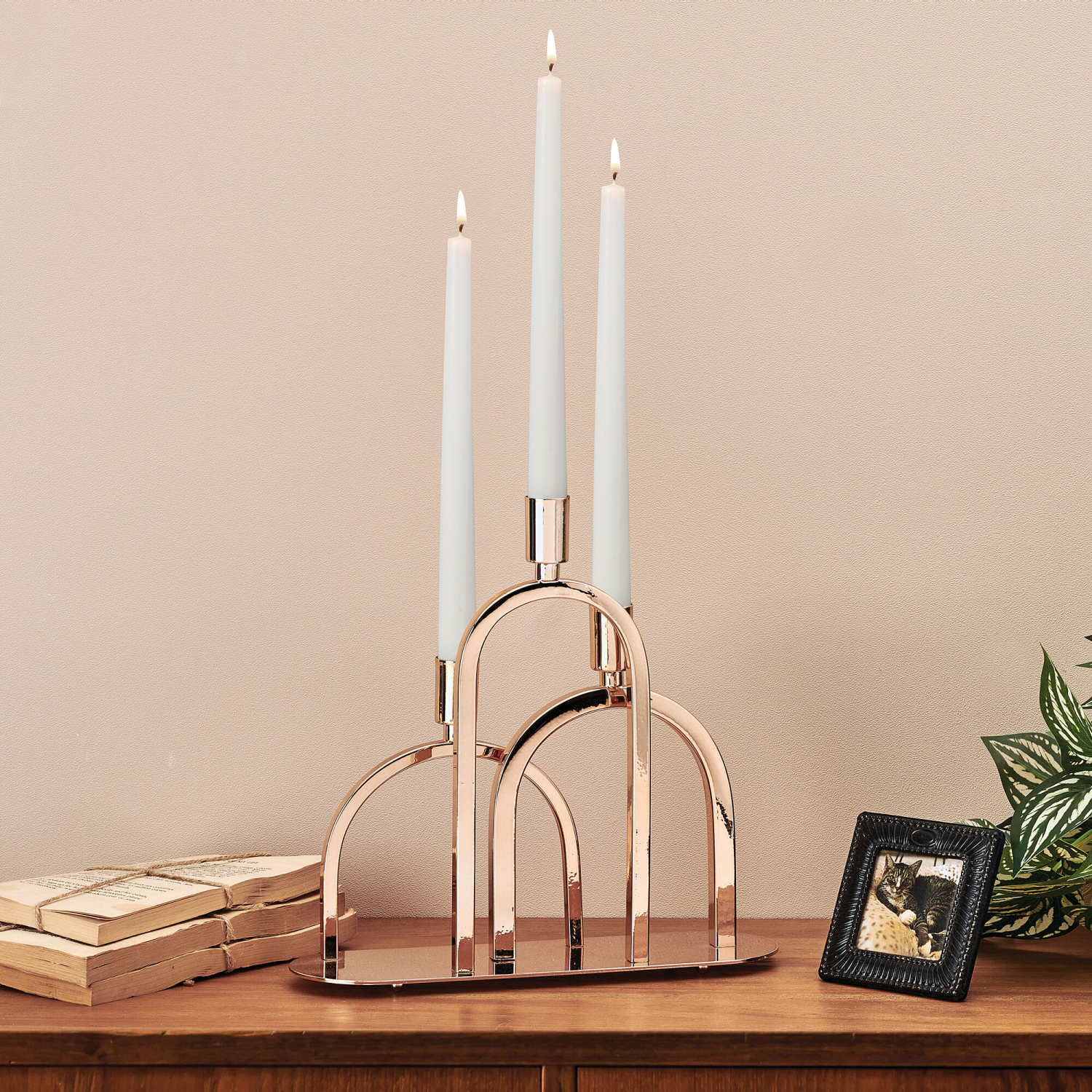 slide 2 of 2, Elements Metal Taper Candle Holder CHPN 10x9IN, 1 ct