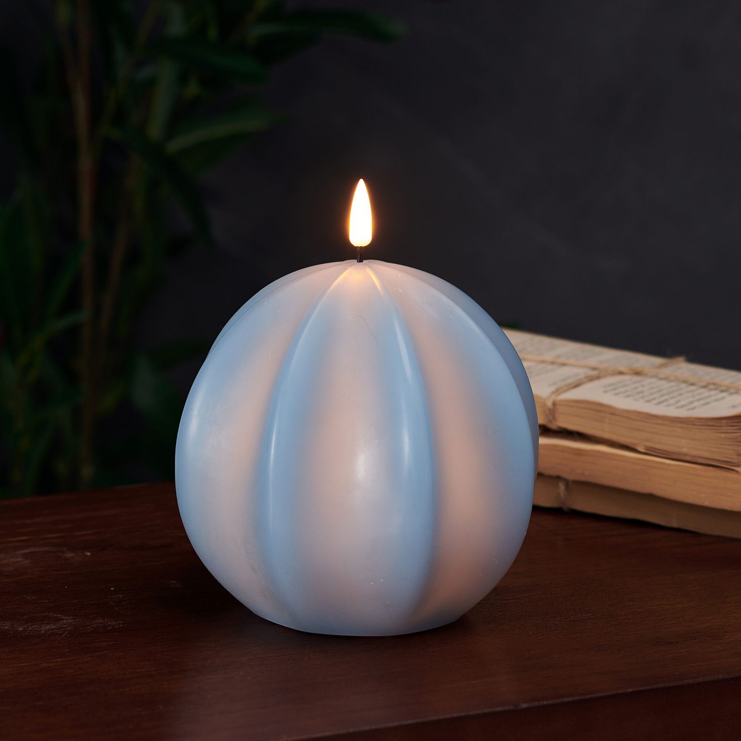 slide 2 of 2, Mikasa 6 inch Blue Orb LED Candle, 1 ct