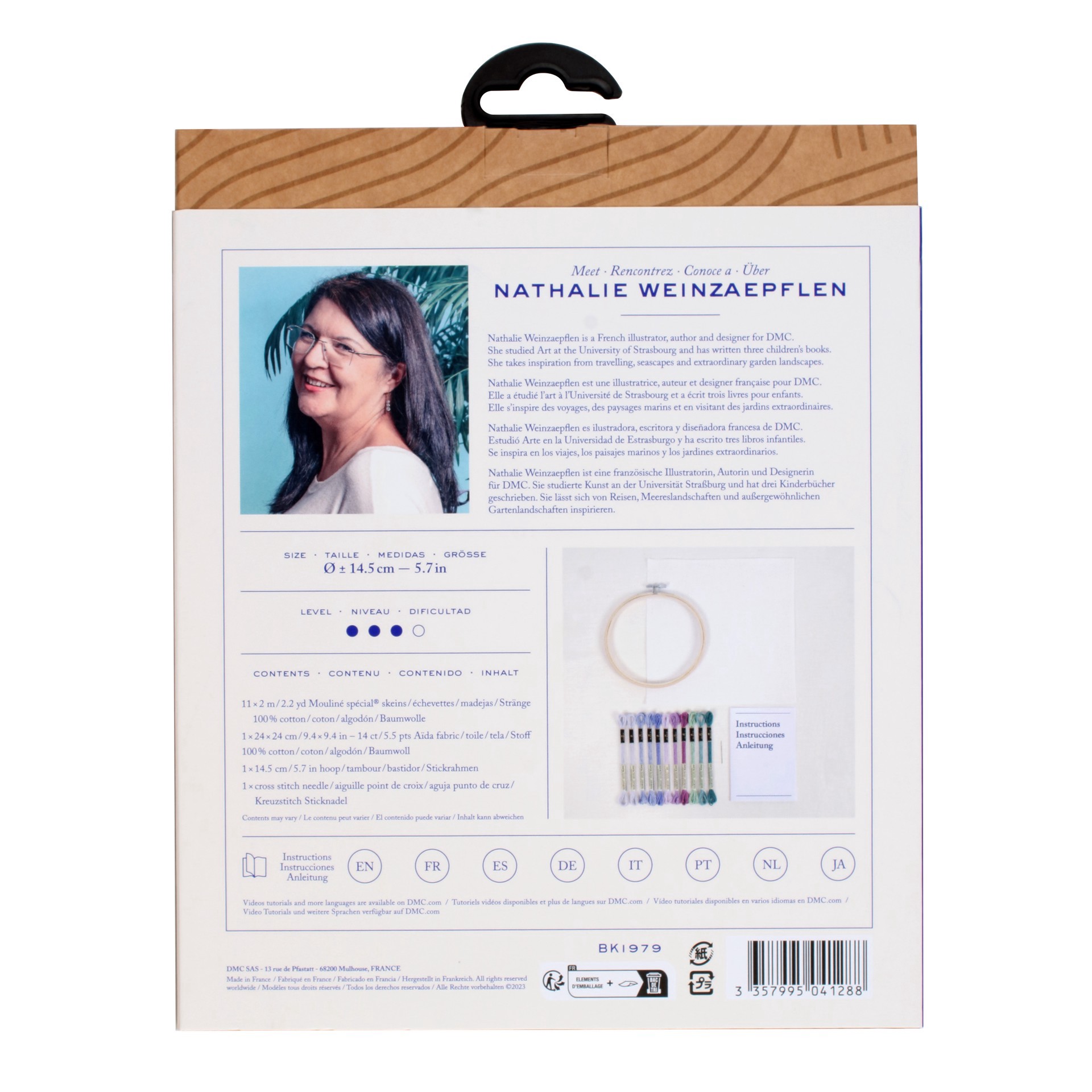 slide 4 of 4, Dmc Lavender Bouquet Intermediate Counted Cross Stitch Kit With Hoop, 9.4 in x 9.4 in