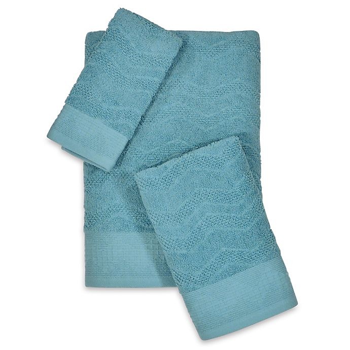 slide 2 of 4, Mesa Chevron Fingertip Towel - Aqua, 1 ct
