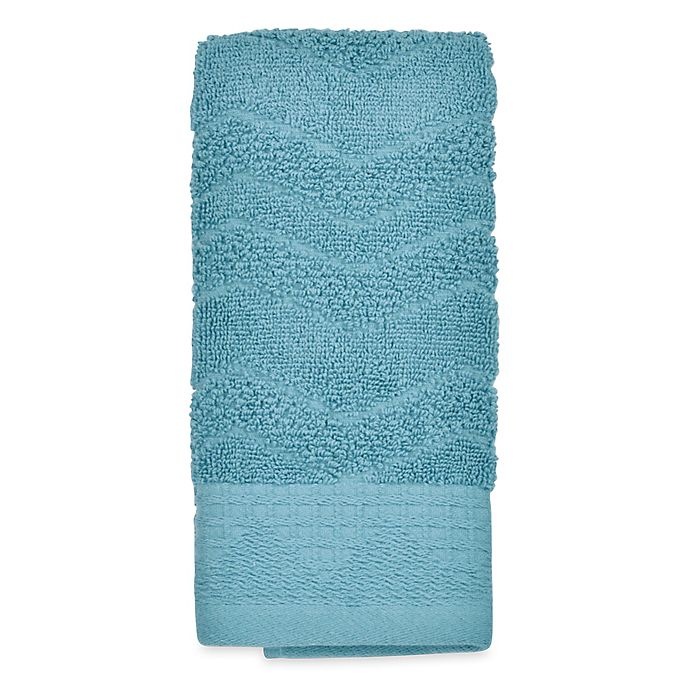 slide 1 of 4, Mesa Chevron Fingertip Towel - Aqua, 1 ct