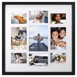 Malden 9-Opening Matted Collage Photo Wall Frame - Black