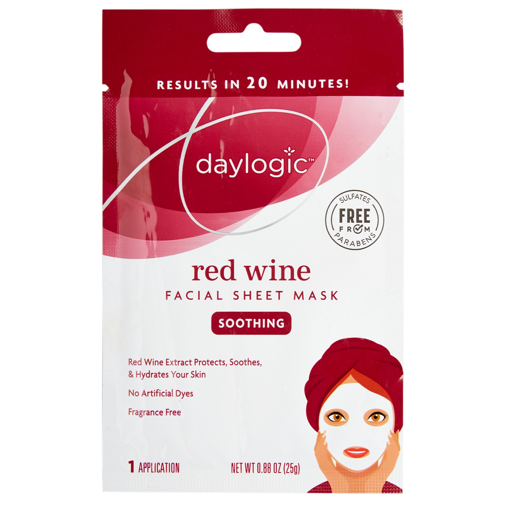 slide 1 of 1, Daylogic Dl Red Wine Face Mask, 1 ct