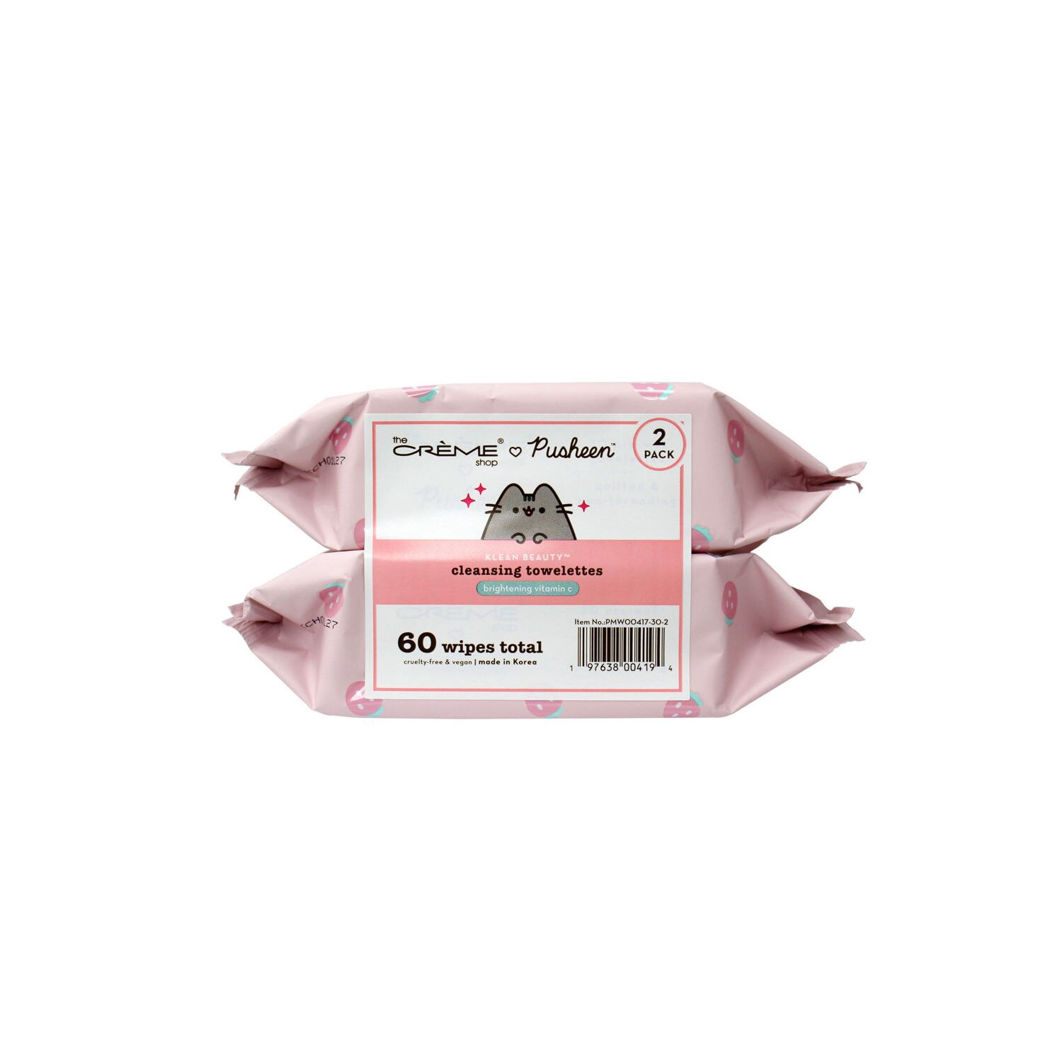 slide 3 of 3, The Crème Shop THE CREME SHOP Tcs X Pusheen - Klean Beauty 3-In-1 Complete Clsng Twlts-2Pk, 60 ct
