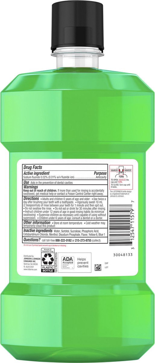 slide 2 of 7, Listerine Smart Rinse Kids Alcohol-Free Anticavity Sodium Fluoride Mouthwash, ADA Accepted Oral Rinse for Dental Cavity Protection, Mint Shield Flavor for Children's Oral Care, 500 mL, 500 ml