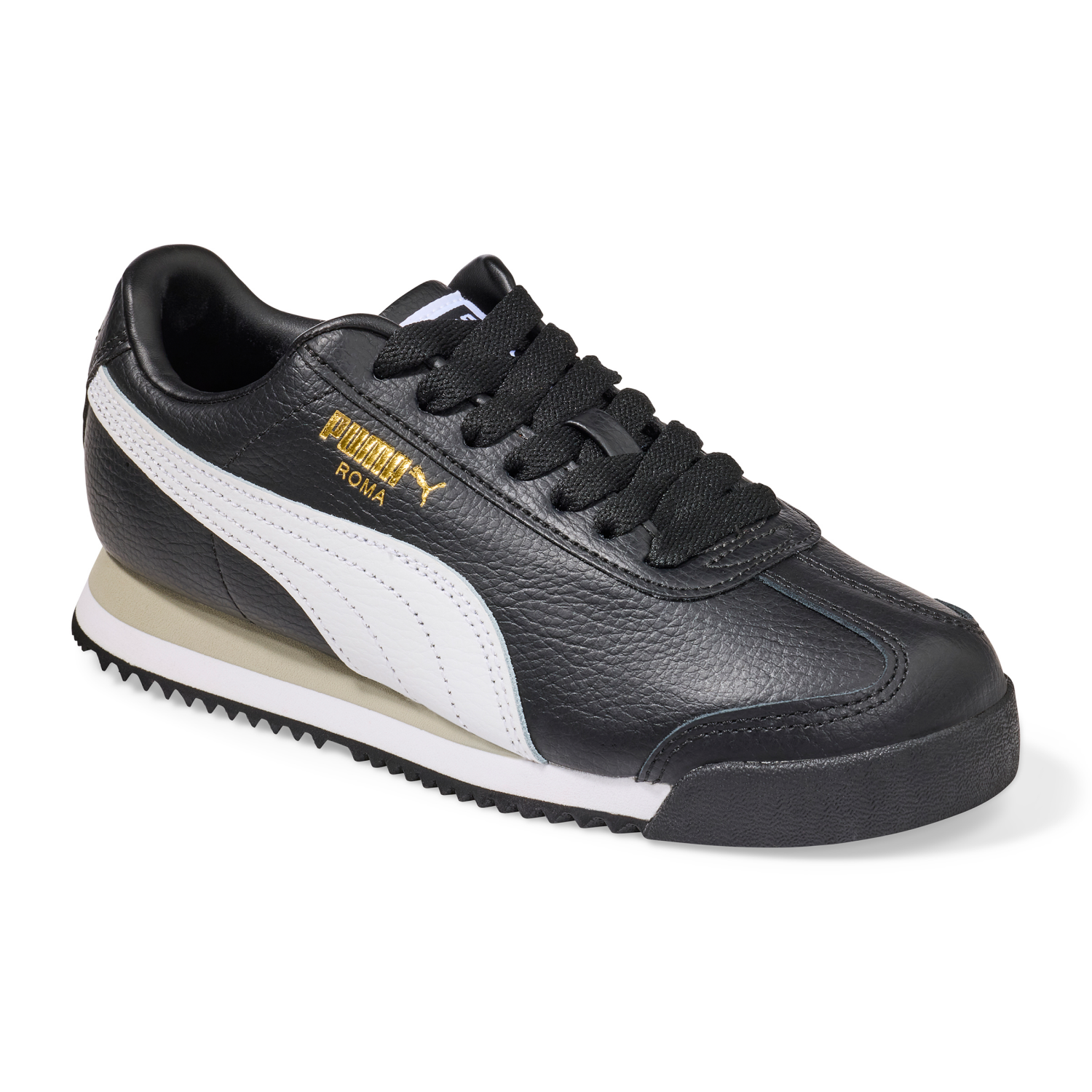 slide 1 of 6, Puma Boys Roma 24 Shoe, Black, Size 6, Size 6